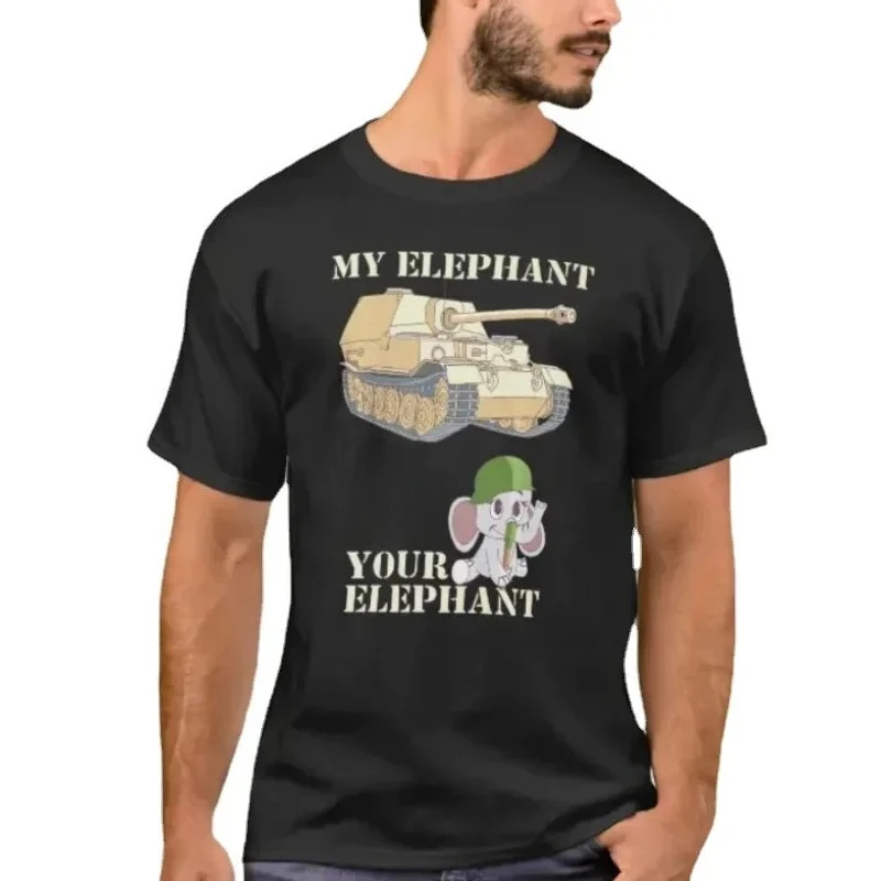 Army  Panzer Tank Destroyer Elephant Meme T-Shirt New 100% Cotton O-Neck Short Sleeve Casual Mens T-shirt