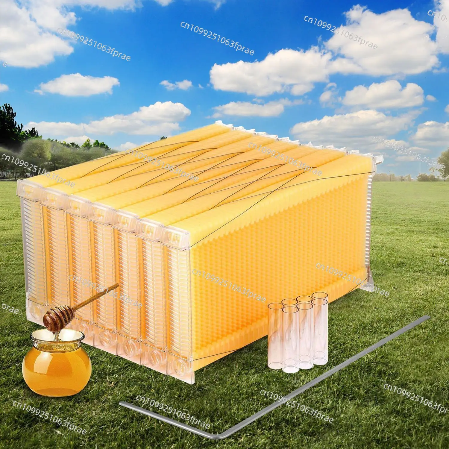 

7PCS Self-flow Honey Nest Foundation Honeycomb Foundation Plastic Honeycomb Self-flow Honeycomb Extract