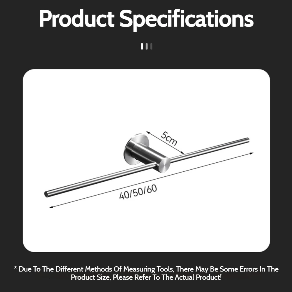 New High Quality Minimalist Single Bar Towel Bar Chrome Stainless Steel Towel Rack Bathroom Accessories Wall Mount Towel Hanger