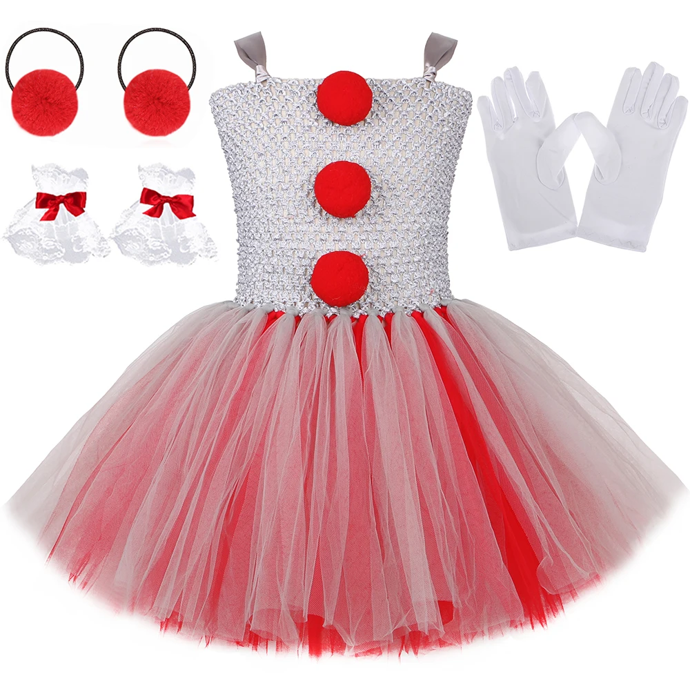 Costume de Clown Effrayant détectée ywise pour Enfants, Robe Tutu d'Halloween, Joker Effrayant Gris, Cosplay, Robes de ixde Carnaval, Vêtements de Barrage pour Bol