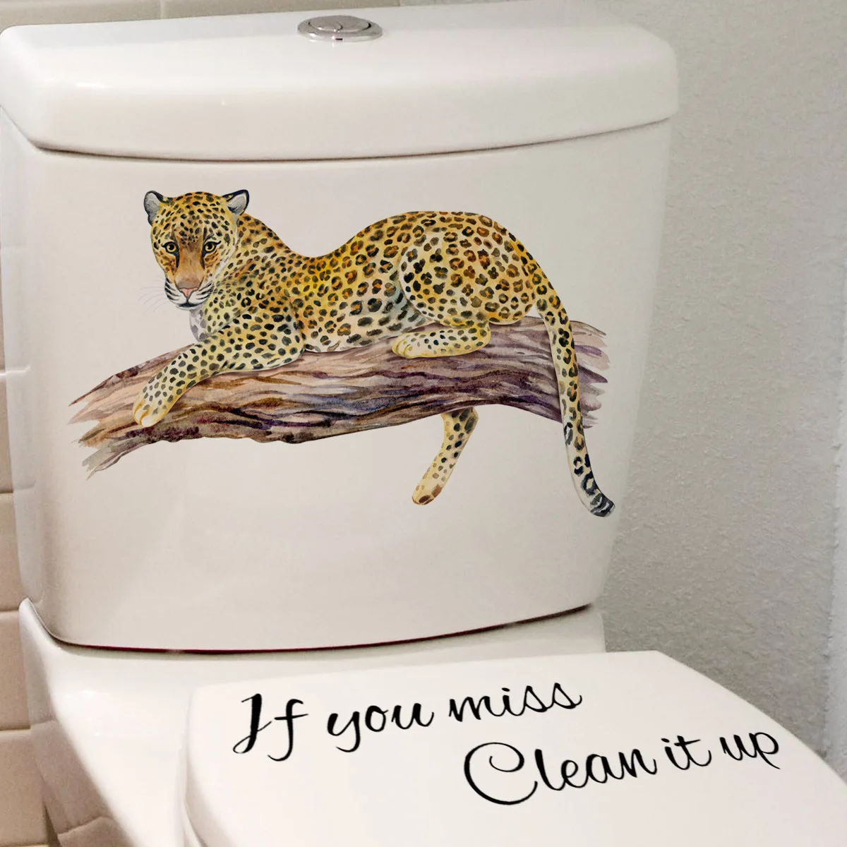 

T260# Leopard Wall Sticker Bathroom Toilet Decor Living Room Cabinet Home Decoration Decals Beautify Self Adhesive Mural