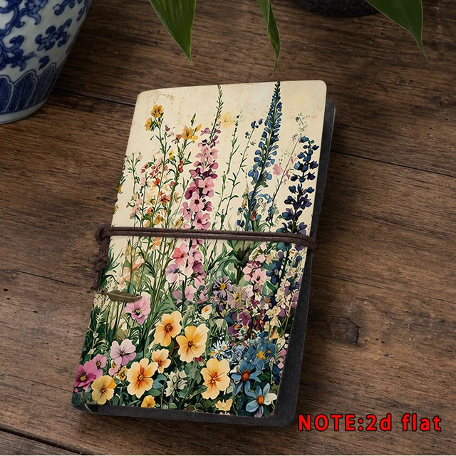 Retro Garden Wild Flower Notebook Colorful Botanical Art Print Journal Portable Notepad Office School Supplies Birthday Gift
