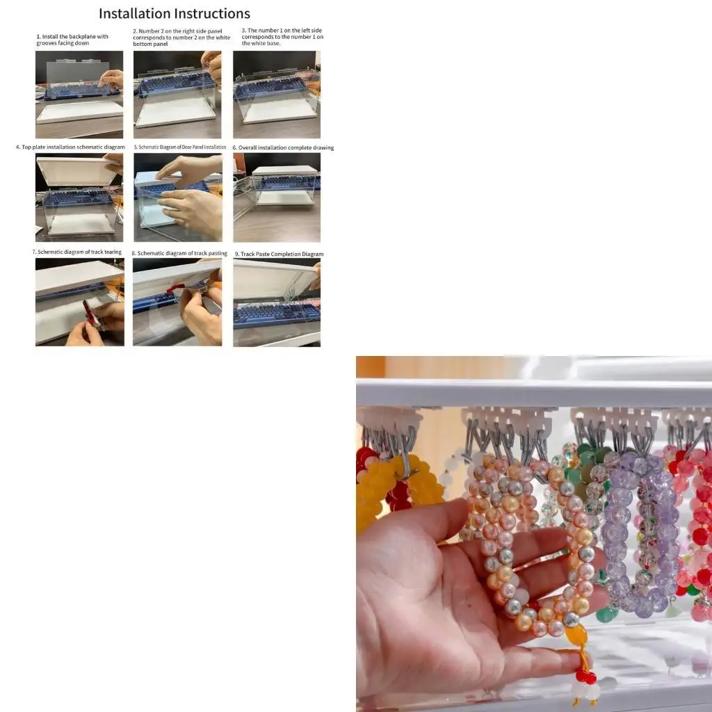 

Transparent Acrylic Jewelry Holder Stylish Bracelets Box with Rails and Hooks Earring and Necklace Display