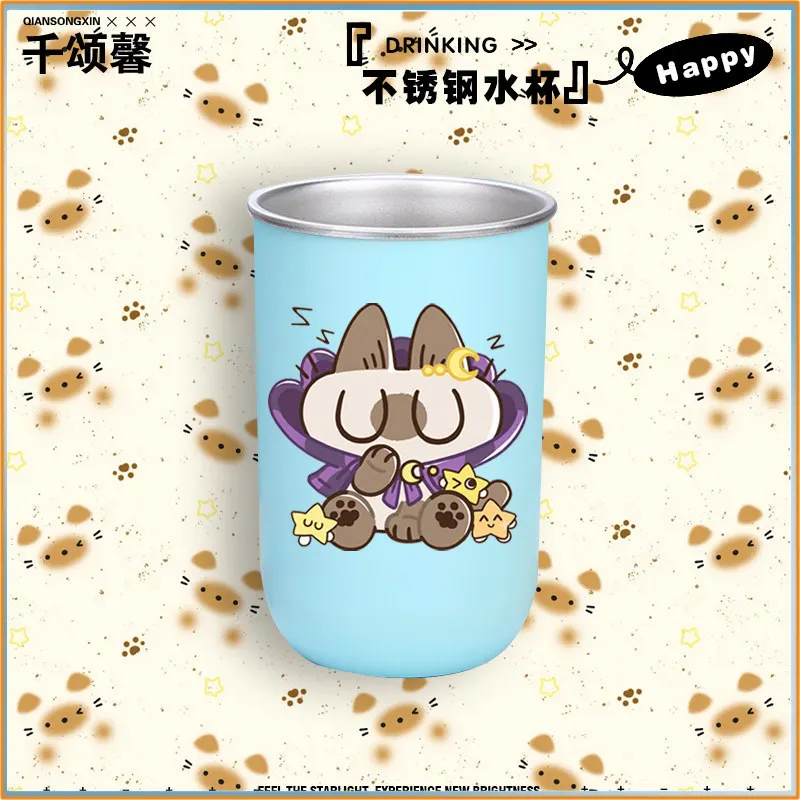 Azukisan Siamese Cat Cartoon Merch - Stainless Steel Household Toothbrushing Rinse Cup, Azuki Anime Water Cup