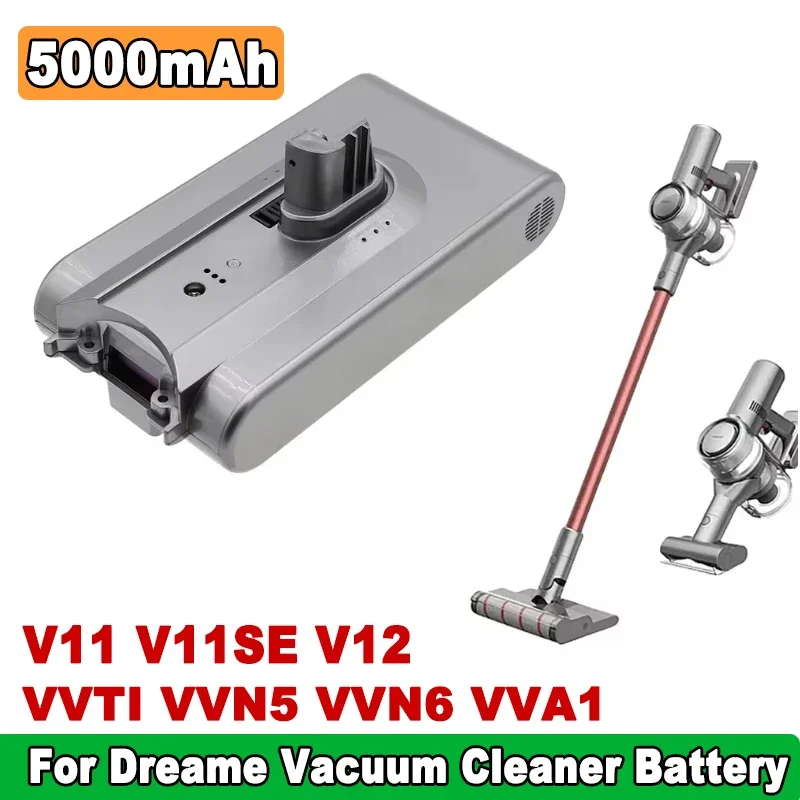 Original Handheld Vacuum Cleaner Battery 5000mAh Pack Replacement for Dreame V11 V11SE V12 VVT1 VVN5 VVN6 VVA1 V12Pro 25.2V