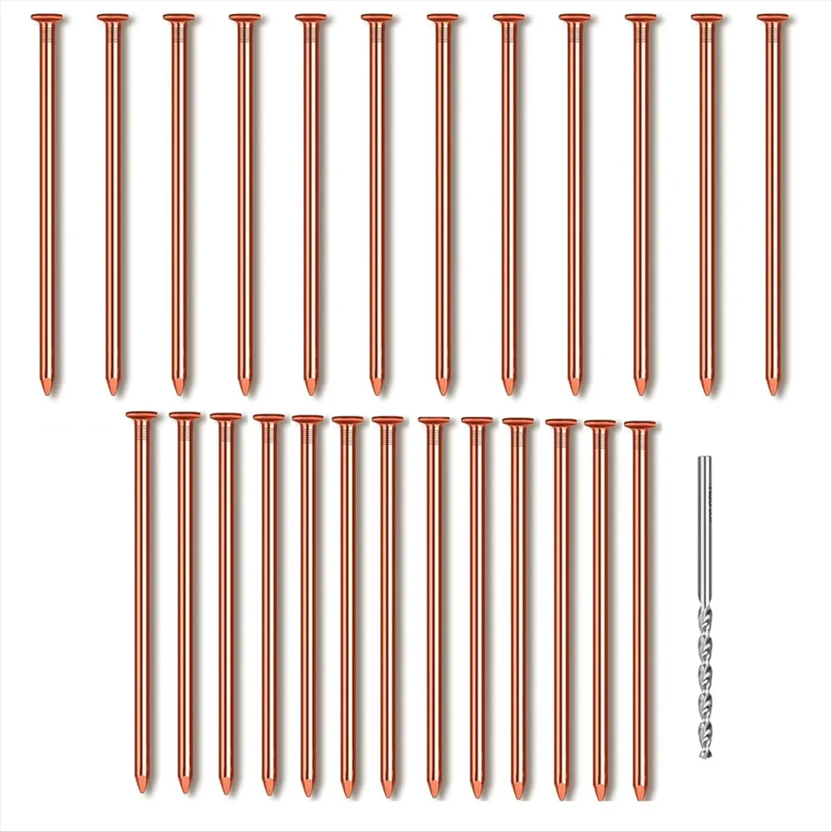 【POPULAR PICK】25Pcs Copper Nails for Tree Stumps 3.14 Inches Long Pure Copper Nails Bulk with Drill Bit to Remove Stump Nails fo