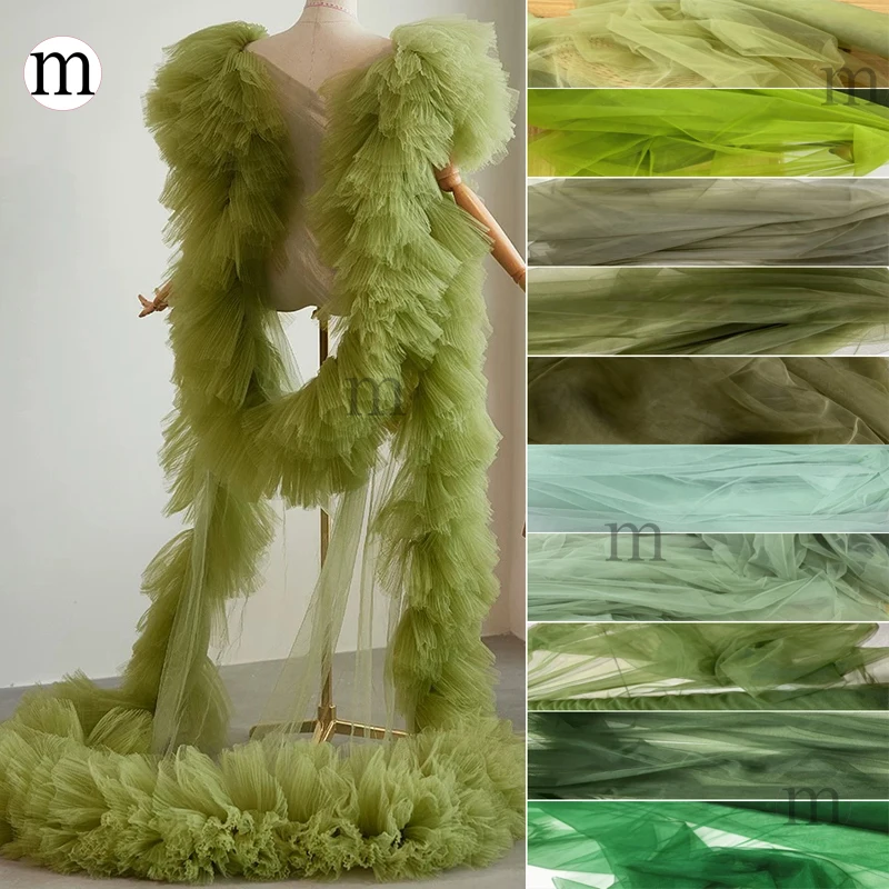 

Greens Soft Tulle Fabric Wedding Celebration Curtain Clothing Dress Mesh Layout Chair Back Drap Yarn By Meter