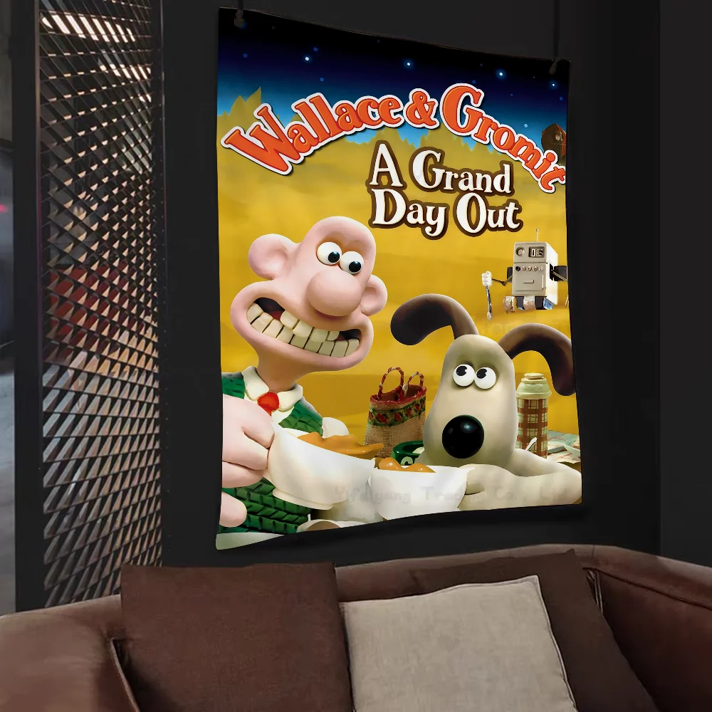 Wallace And Gromits Cartoon Tapestry Art Science Fiction Room Home Decor Wall Hanging Home Decor