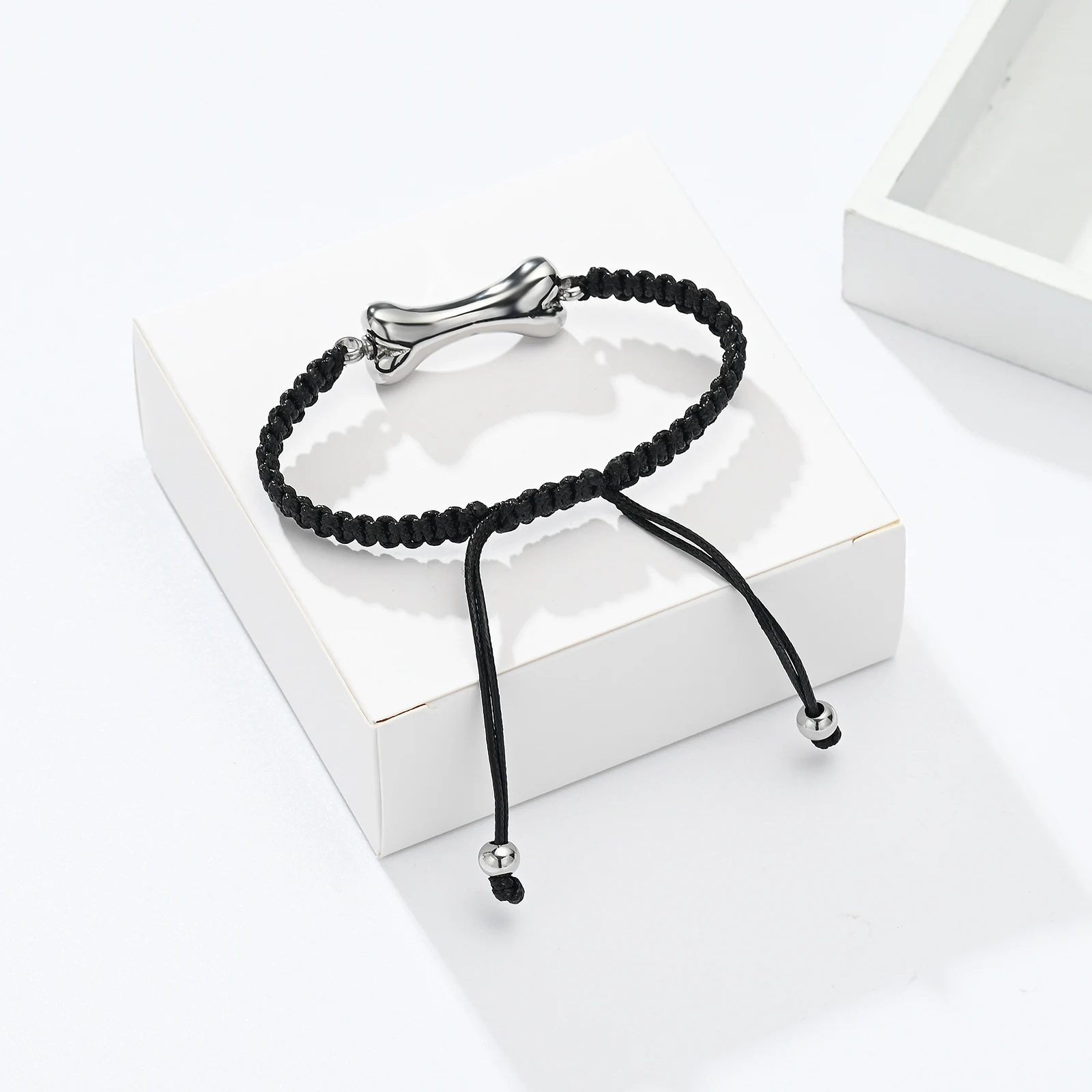 Dog Bone Urn Bracelet Ashes Keepsake Cremation Jewelry Braided Rope Urn For Pet Ashes Adjustable Memorial Bangle Jewelry