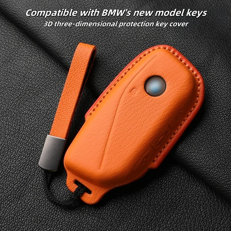 For BMW 525li Goatskin Leather Key Case 5 Series X1, X5, 7 Series, X7 Shell New Side Button All-Inclusive Key Case