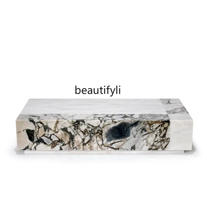 

Custom Italian Natural Marble Coffee Table Rectangular Elephant White Designer Villa Living Room Sofa Light Luxury Luxury Stone