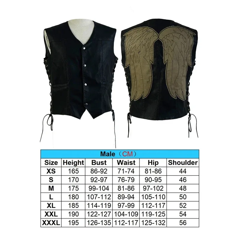 TV Walking Dead Butyl Cosplay Vest Men Costume CTX Fantasia Man Angle Wings Jacket Halloween Fancy Dress Disguise Fashion B12