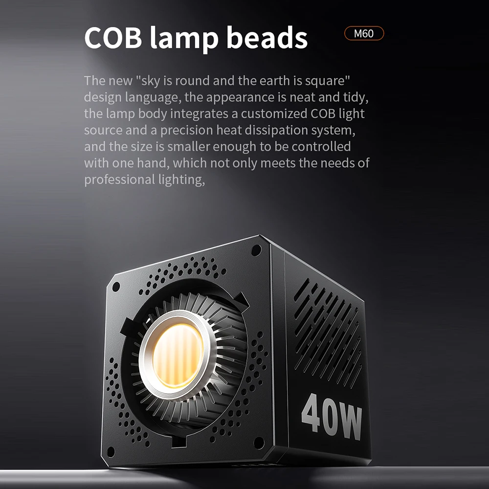 Рукоятка M60 для фотостудии светильник COB Bi-Color CCT 2500-8500K CRI≥ 95 TLCI≥ 97 с рассеивателем светодиодный освещение для видеосъемки Vlog Shoot Fill Lighting