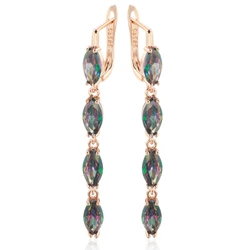Kinel Hot Geometric Colorful Natural Zircon Long Dangle Earrings for Women Accessories 585 Rose Gold Color Daily Fine Jewelry