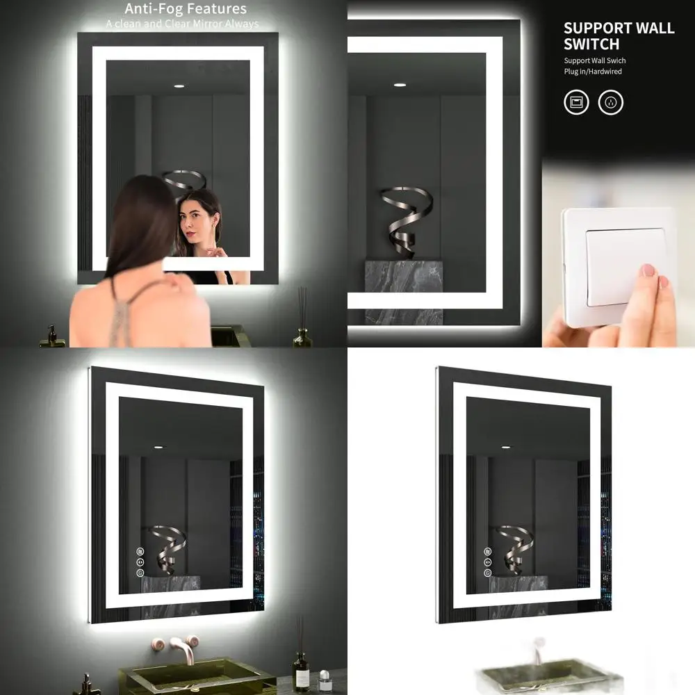 

24 x 30 Dimmable LED Backlit Bathroom Mirror, Anti-Fog, Front Lit, Tempered Glass, ETL Certified Vanity Mirror