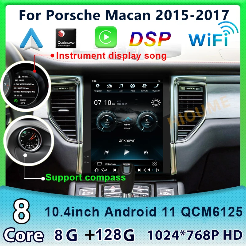 

10.4inch Verticial Screen Car Radio GPS Navigation For Porsche Macan 2015 2016 2017 GPS Multimedia Player Carplay Android Auto