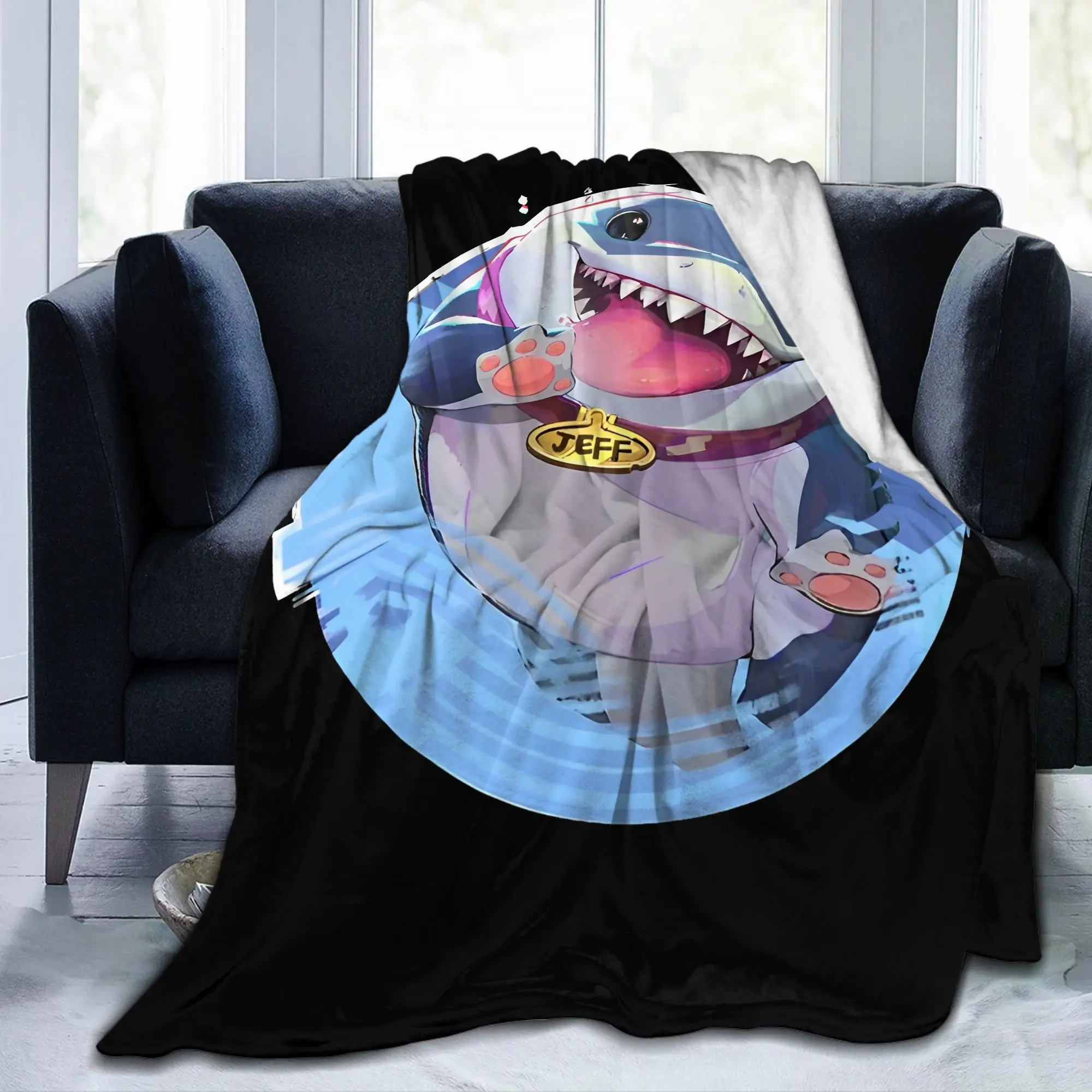 

Jeff Shark Flannel Blanket Novelty Throw Blankets for Home 200x150cm Bedspreads