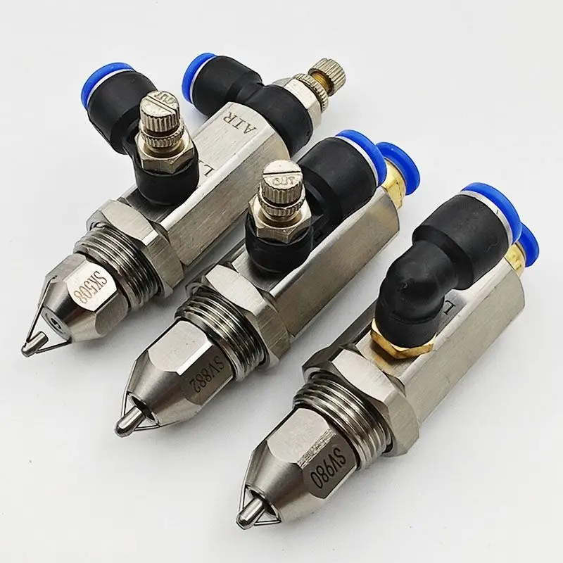 304 SS Air Atomizing Nozzle Ultrasonic Fine Mist Nozzle Dust Removal Spray with Adjustable Valve Humidification & Dust Control