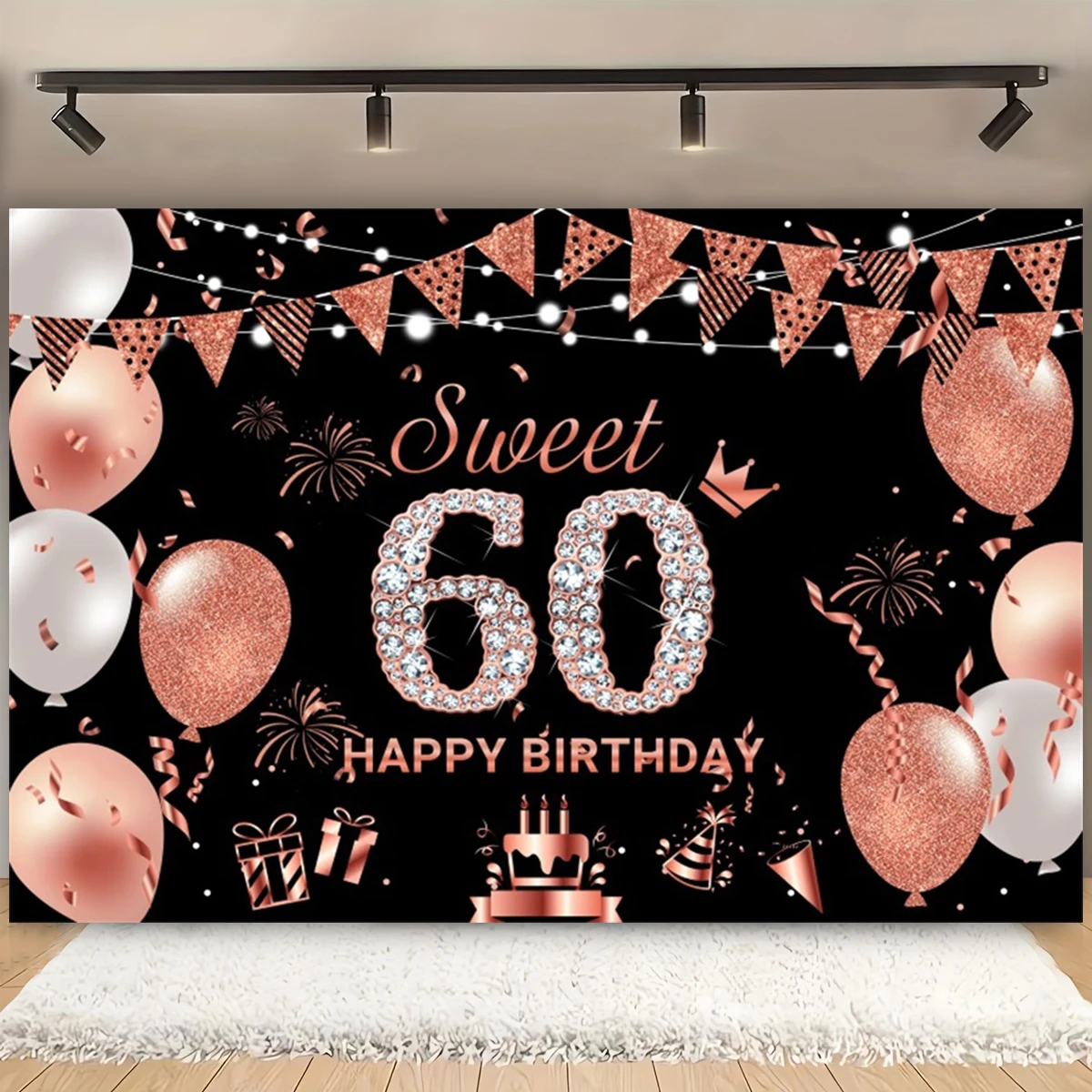 18th 30th 60th Happy Birthday Woman Decoration Background Adults Glitter Gold Balloon Photo Studio Custom Background Banner