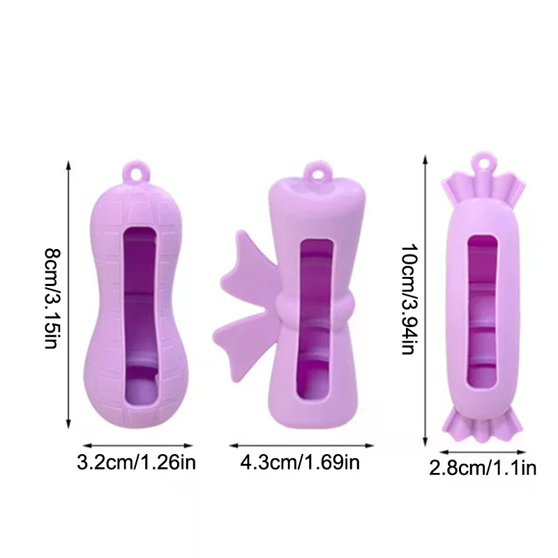 Bogen Süßigkeiten Erdnuss Form Silikon Lippenstift Abdeckung Schlüsselanhänger Tragbare Einfarbig Lippenstift Lagerung Tasche Leichte Lippenbalsam Halter