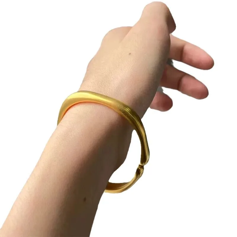 

Horseshoe Bangle Vintage Open Cuff Women 24K Gold AU999 - Vintage craft, classic horseshoe, open design for women