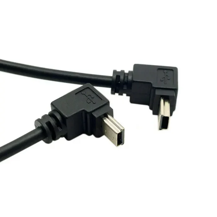 90 Grad nach oben und unten abgewinkeltes Mini-USB-5-Pin-Stecker auf Buchse-Verlängerungskabel, 0,2 m, 20 cm, kurzes Mini-USB-Adapterkabel