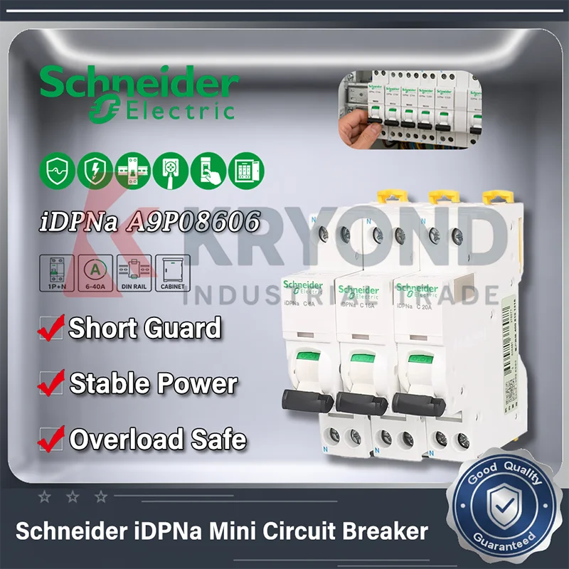 Schneider IDPNa Mini Circuit Breaker 1P+N MCB Overcurrent Protection DIN Rail Mount Modular Switch 6A 10A 16A 20A 25A 32A 40A