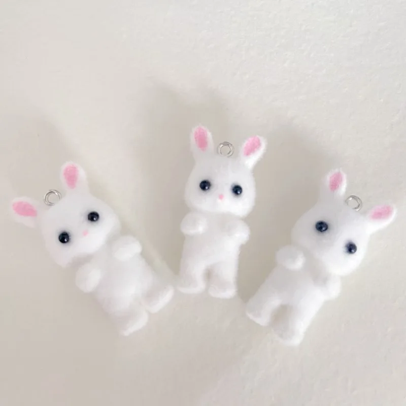 Nowy 3 sztuk/partia kolorowe uciekają zwierzęta kreskówki króliki kształt Charms wisiorek z żywicy Charms dla kobiet dziewczynki DIY biżuteria akcesoria — zdjęcie 6