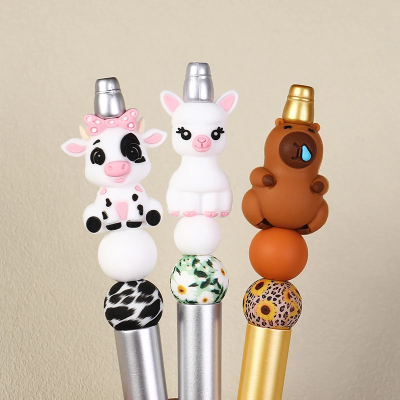 5pcs cartoon cow capybara 3D Focal Beads for DIY bracelet necklace anklet phone keychain bookmark pen Accessories