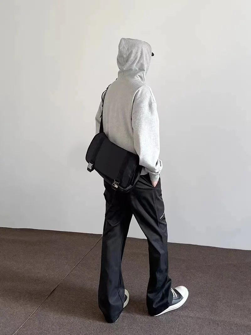 

American High Street Vibe Men's Work Pants Rivet Design Clean Fit Zip ket Straight Leg Slimming Long Trousers Casual Pants