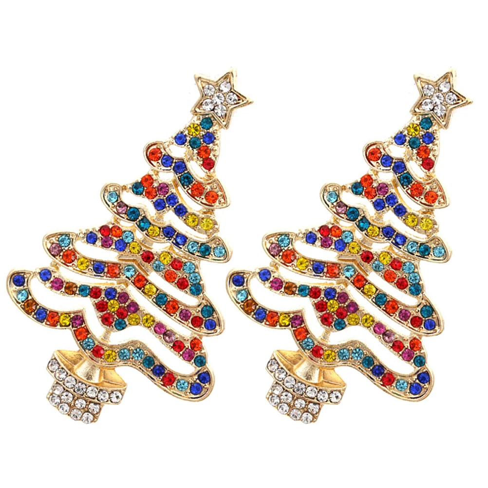 

1Pair Womens Christmas Tree Earrings Studs Lightweight Metal Earrings for Gift Holiday Fashion