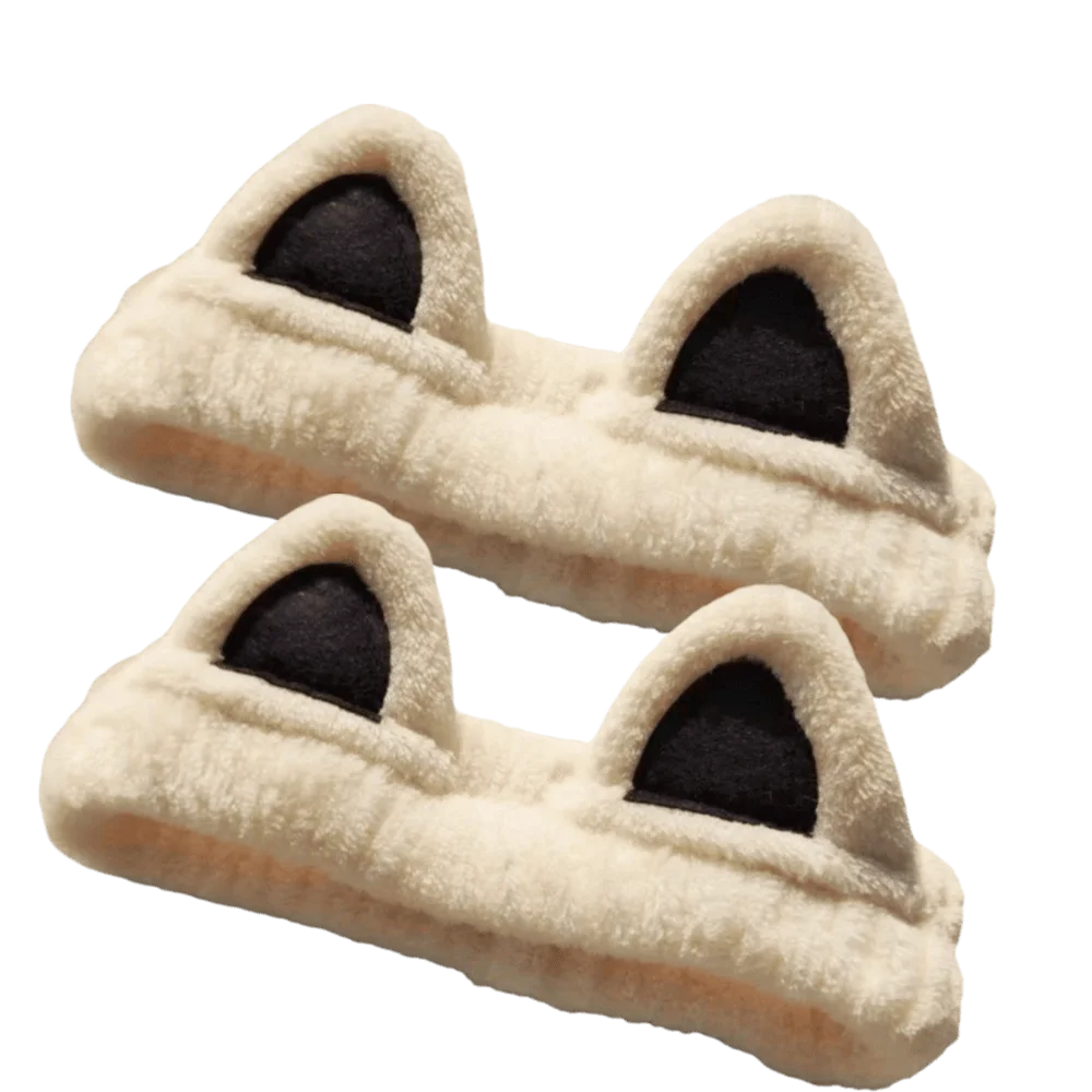 Cute Soft Furry Cat Ear Head Hoop Lightweight 3D Cartoon Hairband Elastic Polyester Headband Couple