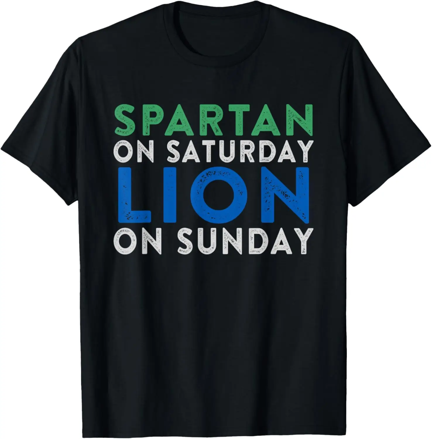 Spartan On Saturday Lion On Sunday Funny Detroit Vintage T-Shirt