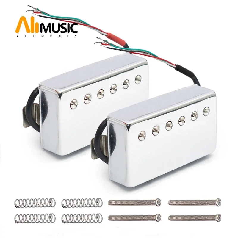 Alnico 5 Humbucker Guitar Pickup 4 Coil Cable 7.5k/15k Coil Splitting Alnico V Pickup for LP Guitar Chrome