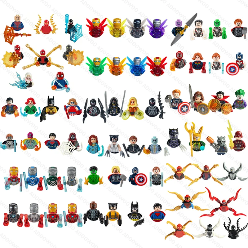Hot WJ1107 W026 Hero Series Mini Building Blocks Toy Spider Man Iron Man Thanos Movie Anime Character Gift Ornament