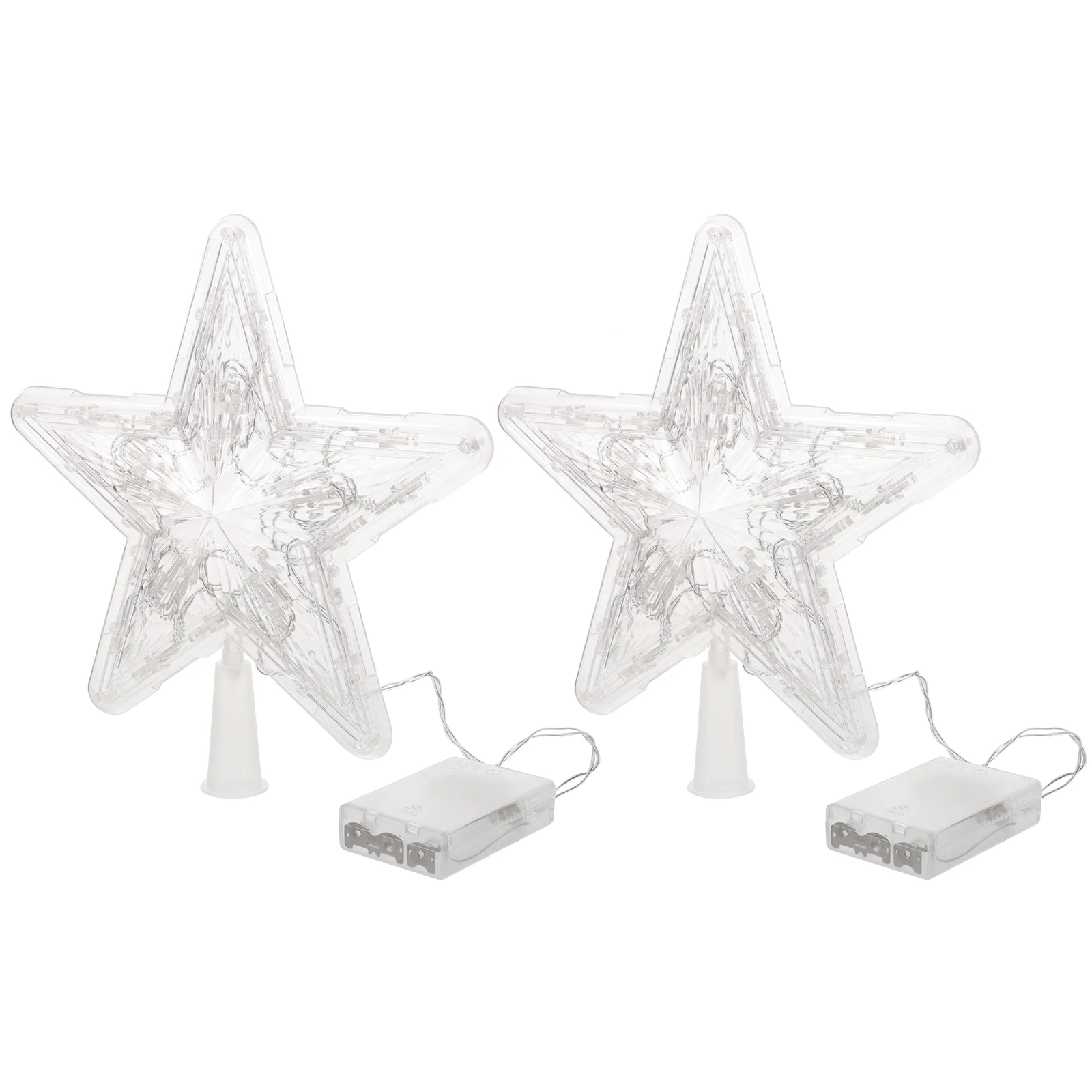 

2 pcs Christmas Tree LED Star Decor Lighted Toppers Vintage Glow Xmas Tree Supplies Holiday Party Decorations