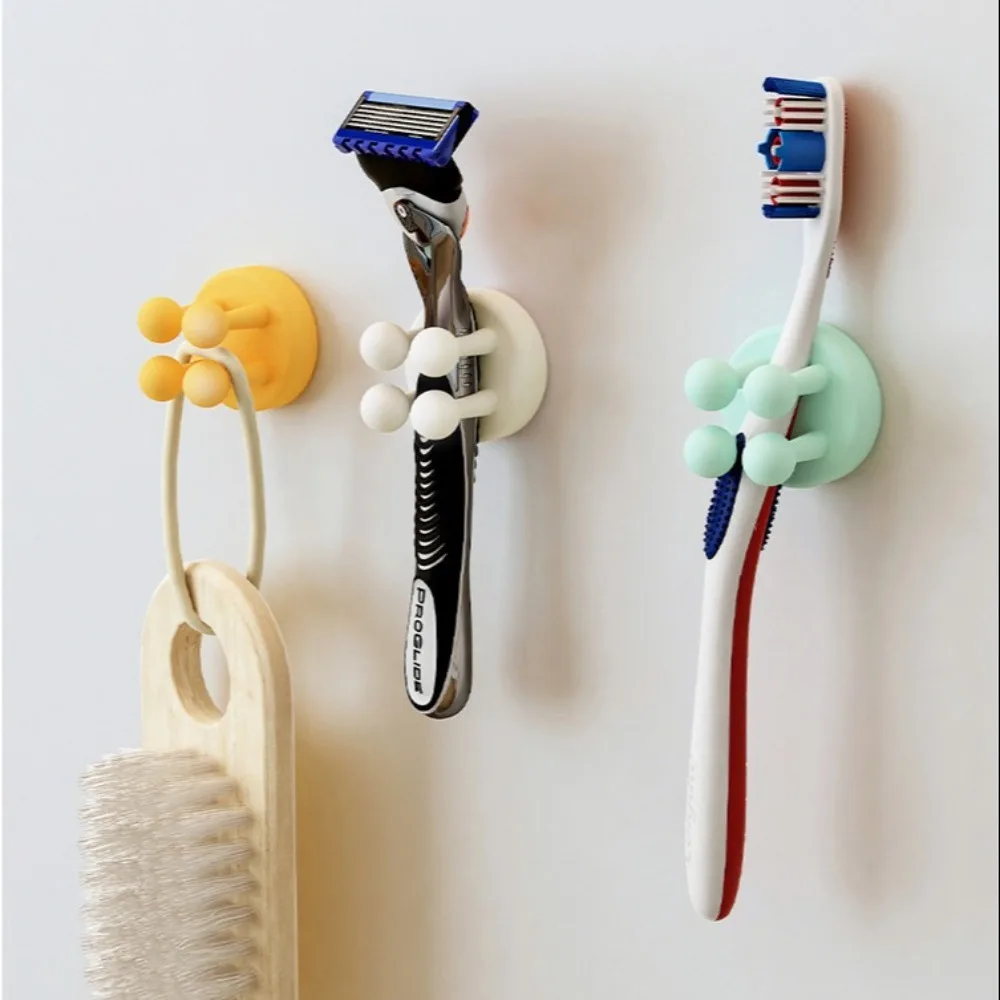 Organization Silicone Toothbrush Holder Self Adhesive Multifunctional Plug Holder Sticky Strong Hook Hanging Key