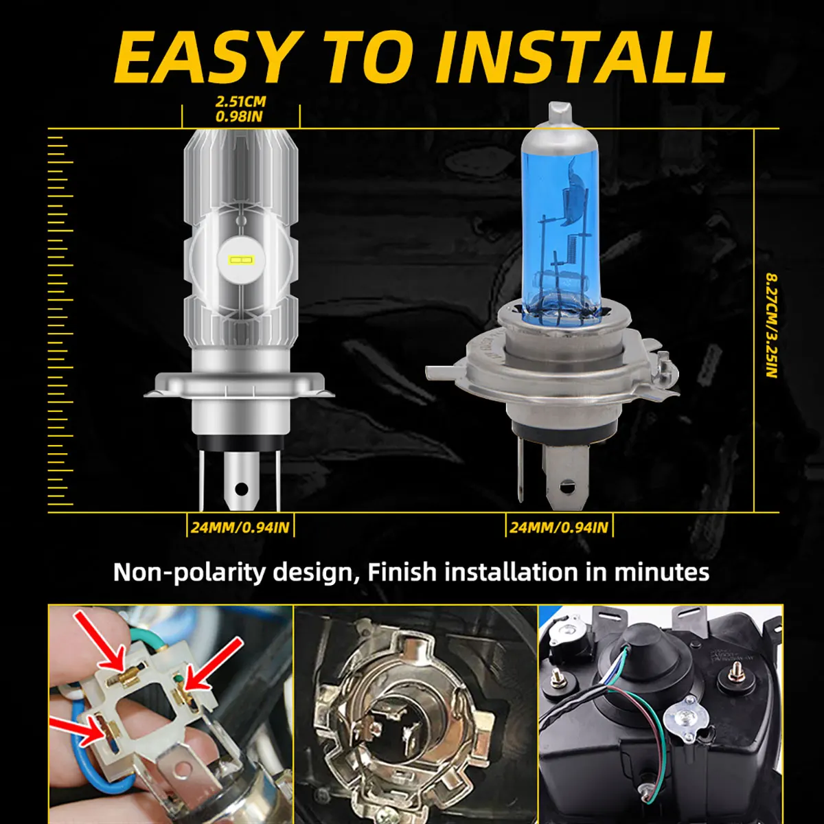 pcs H4 BA20D High Quality LED Moto H6 Motorcycle Headlight Bulbs Hi Lo Lamp White Light Scooter Accessories DC 12V 6000K