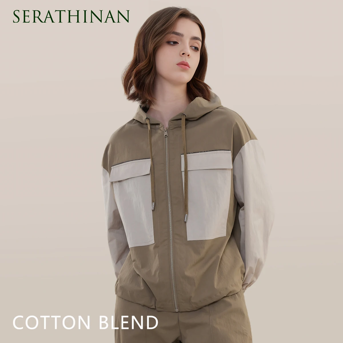 

K1715L Boutique Contrast Color Pockets Long Sleeved Zip Tops For Women's Clothing Hoodies Women Sweatshirt Women