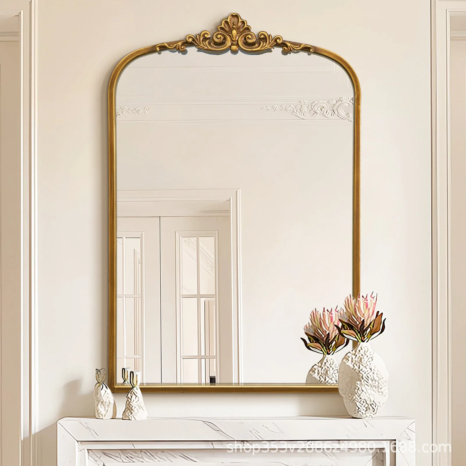 Foreign trade export mirror French retro oversized floor full-length mirror carved floor mirror full-length