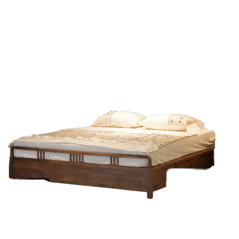 CX Solid Wood Master Bedroom Wedding Bed Home Double Upholstered Backrest Bed Chinese Furniture