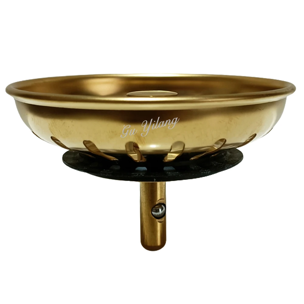 GYL 8.3cm Golden Color Kitchen Sink Plug with Spring Steel Ball Sink Filter Sink Drainer Stopper Gold Strainer 3-1/2 strainer