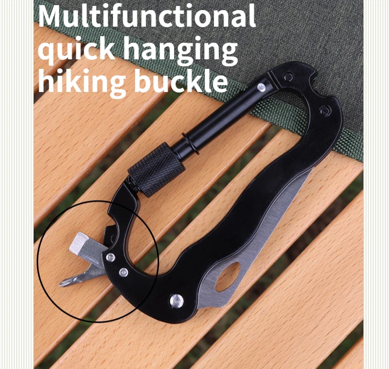 

Multifunctional Quick Hanging Safety Hiking Buckle Camping Folding Keychain Screwdriver Bottle Opener Combination Tool