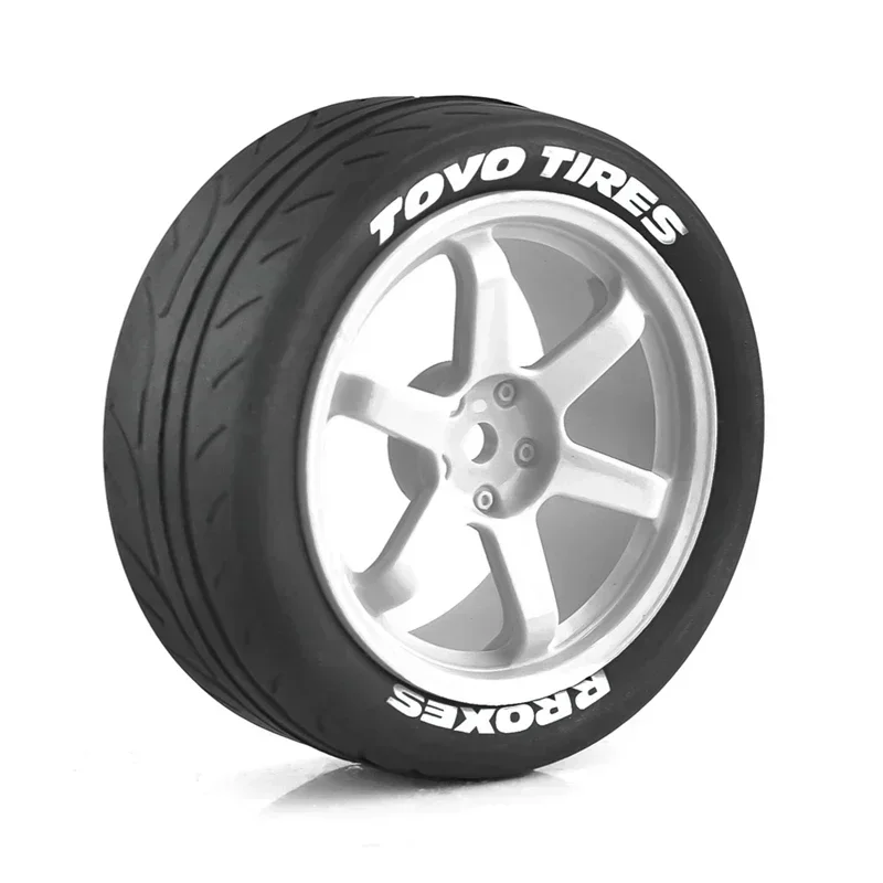 4PCS 1/10 RC Racing Car Tires On Road Touring Drift Car Tyre Wheel For Tamiya TT01 TT02 TA06 XV-01 PTG-2 Accessories Parts White