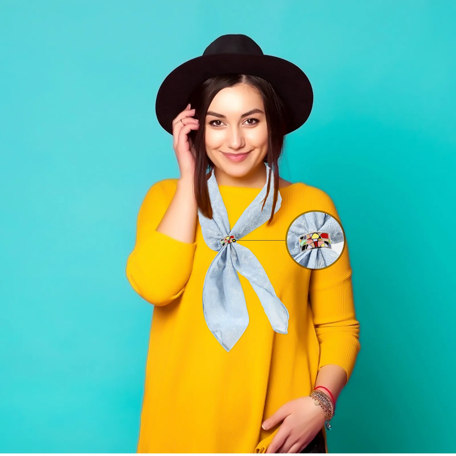 

Chic Scarf Buckle Wear Resistant Titanium Steel Ring Lightweight Compact Scarf Fixed Buckle for Various Scarves Seasonal