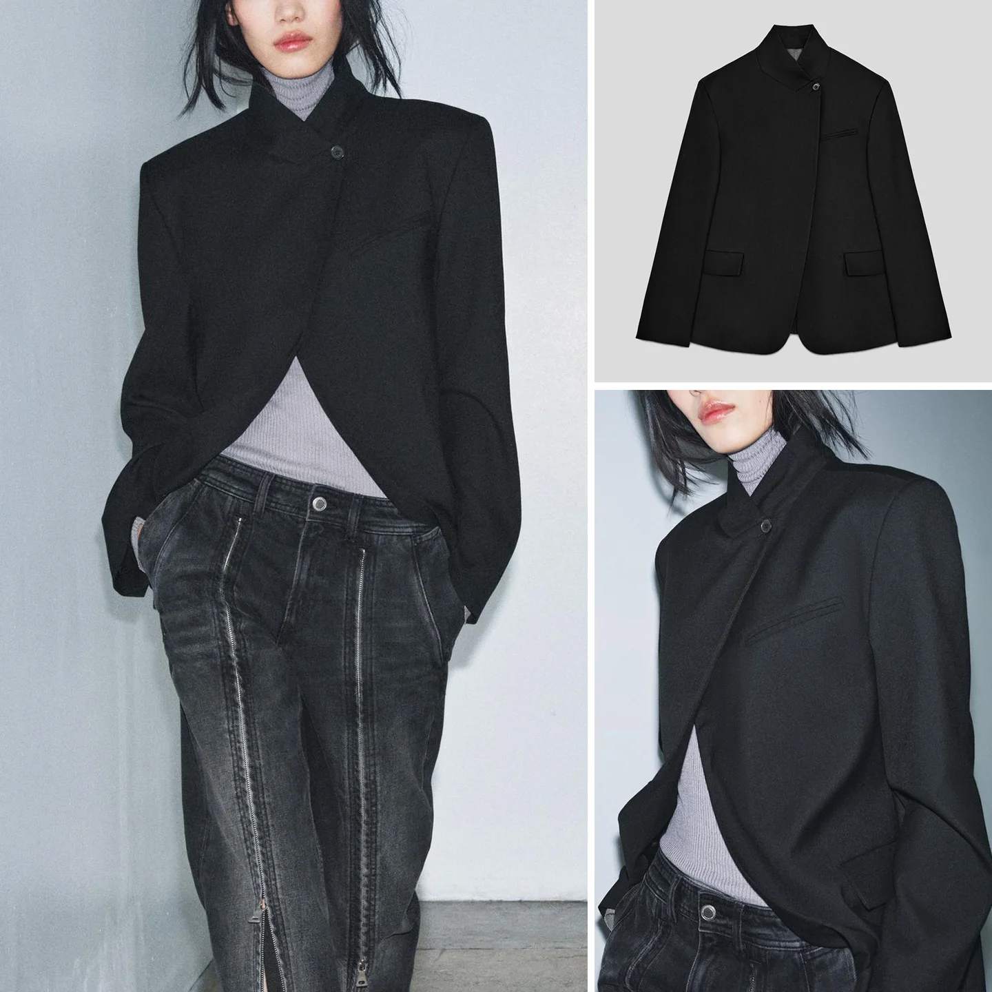 

Spring New Arrival Women's Simple High Collar Long Sleeve Pocket Decorated Suit Jacket Polyester Fiber Commute Appropriate