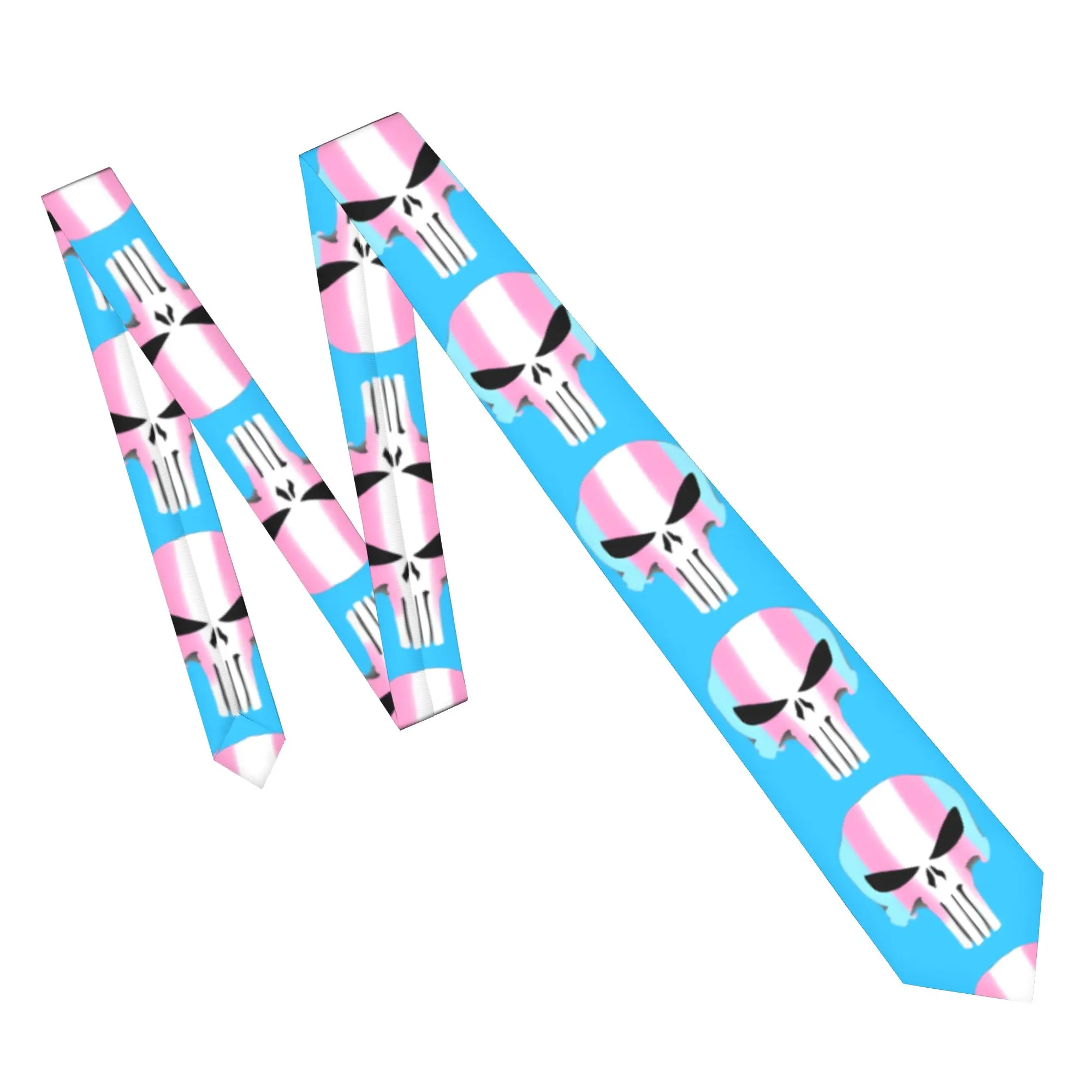 Trans Pride Skull Necktie Unisex Slim Polyester 8 cm Narrow Punishers Queer Neck Tie for Mens Accessories Cravat Wedding  Party view 4
