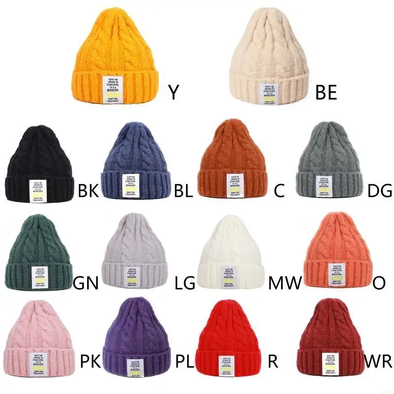 P88A النساء الرجال الشتاء مكتنزة مضفر كابل قبعة متماسكة قبعة بلون خطابات التسمية التصحيح يندبروف مكبل الجمجمة قبعة رشاقته