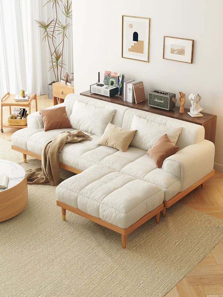 

Japanese style small apartment three person tofu block sofa living room modern minimalist straight row technology cloth double p