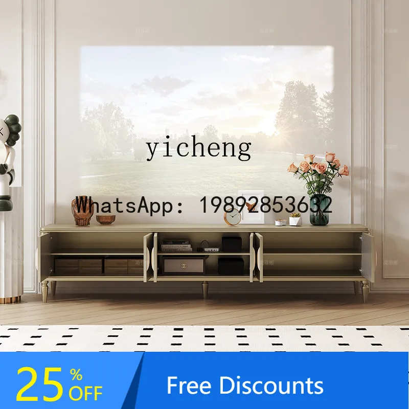 solid wood TV cabinet light luxury living room small apartment locker household cream wind white floor cabinet home decor